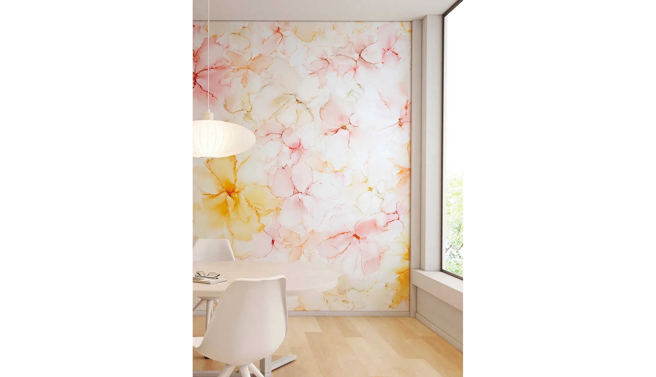 Giấy Dán Tường HZ-4555 – HZ-4555:FLOWER FUSION (Phong cảnh trừu tượng) (phối cảnh 1)
